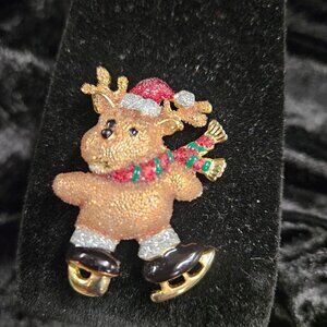 Danecraft signed Reindeer sparkly Christmas pin